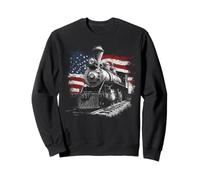 Steam Train Driver Trainspotting Locomotive American Flag Sweatshirt