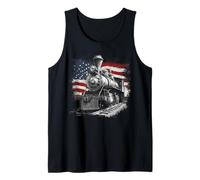 Steam Train Driver Trainspotting Locomotive American Flag Tank Top
