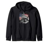 Steam Train Driver Trainspotting Locomotive American Flag Zip Hoodie