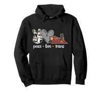 Steam Train Driver Trainspotting Locomotive Girl Peace Love Pullover Hoodie