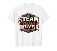 Steam Train Driver Vintage Railway Engineer Locomotive Value Graphic T-Shirt, Men, White, M
