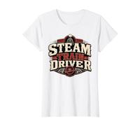 Steam Train Driver Vintage Railway Engineer Locomotive Value Graphic T-Shirt, Women, White, XS