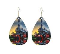 Steam Train Drop-Shaped Acrylic Earrings – Stylish Lightweight Hypoallergenic Dangle Earrings For Women, Gift For Birthday, Christmas & Special Occasions