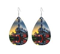 Steam Train Drop-Shaped Acrylic Earrings – Stylish Lightweight Hypoallergenic Dangle Earrings For Women, Gift For Birthday, Christmas & Special Occasions