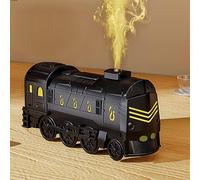 Steam Train Essential Oil Diffuser Retro Steam Train Humidifier with Light 300ml Ultra Quiet Mini Humidifier with Auto Off/2 Misting Modes/2 Light/Remote Control for Home Sleeping Reading (black)