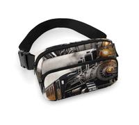 Steam Train Fanny Pack for Women Men Waist Bag Belt Bag Adjustable Casual Bag for Travel Sports Hiking, white, 7.9x5.1inches