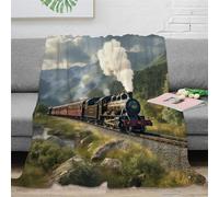Steam Train Fleece Blanket, Ultra Soft And Cozy Travelling Train Blanket, Great for Calming And Sleep, All Seasons Flannel Blanket for Bed And Couch 60x80inch(150x200cm)