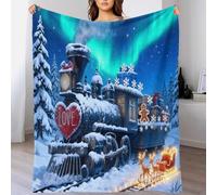 Steam Train Fleece Throw Blanket for Couch Sofa Bed All Season Snow Aurora Pattern Blanket Comfort Warmth Flannel Gifts for Her Or Him 50x60inch(127x152cm)
