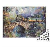 Steam Train Forest Bridge 1000 Piece Jigsaw Puzzle Paper for Adults Night View Puzzle Game for Family Home Decor 70x50cm/1000pcs