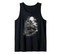 Steam Train Full Moon Night Railroad Retro Art Tank Top
