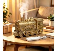 Steam Train Humidifier & Aroma Diffuser with Remote, 300ml Essential Oil Diffuser Auto Shut-Off, for Bedroom, Office, Home & Christmas Gifts (Copper Bronze)