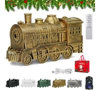 Steam Train Humidifier, Christmas Train Diffusers, 300ml Vintage Quiet Essential Oil Diffuser, with 4colors Lights&Direct/jellyfish Cool Mist Modes&Smart Remote, for Christmas, Home Bedroom (Copper)