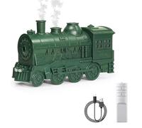 Steam Train Humidifier with Remote, 300ml Ultrasonic Aroma Diffuser with 4 Color Lights, 2/8H Timer, Auto-Off, for Bedroom, Office, Christmas/Nursery/Men/Women Gifts (Green)