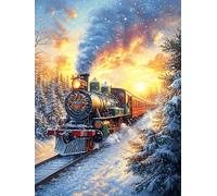 Steam Train in A Magical Snowy Forest 300-piece Jigsaw Puzzle Bundle Wildlife Pet Family Puzzle Lovers Brain Training Mindful Activity Spring Gift Durable Cardboard 300 PCS