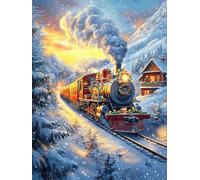 Steam Train in A Magical Snowy Forest 300-piece Jigsaw Puzzle Bundle Wildlife Pet Family Puzzle Lovers Brain Training Mindful Activity Spring Creativity & Gift Giving 300 PCS