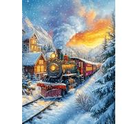 Steam Train in A Snowy Christmas Village 1000 Piece Jigsaw Puzzle Pack Wildlife Pet Teens Beginners Cognitive Development Puzzle Fans Group Play Anniversary Premium Cardboard 1000 PCS