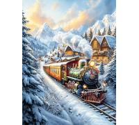Steam Train in A Snowy Mountain Valley 300-piece Jigsaw Puzzle Set Wildlife Pet Family Puzzle Lovers Brain Training Indoor Game Family Game Night Summer Gift Durable Board 300 PCS