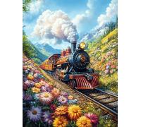Steam Train in Flower Valley 300 Piece Pack DIY Jigsaw Puzzle Collectors Cognitive Development Educational Decorative Puzzle Gifts for Adults High-grade Cardboard 300 PCS