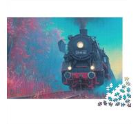 Steam Train in Forest Jigsaw Puzzles Puzzles for Adults Kids. 1000 Pieces Great Gifts Challenge Toy Educational Game Home Decoration for Educational Games Gifts 38x26cm/1000pcs