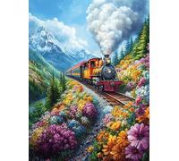 Steam Train in Mountain Valley 1000 Pieces Premium Jigsaw Puzzle Adult Jigsaws Educational Challenge Mental Exercise Wall Art Winter Rigid Cardboard 1000 PCS