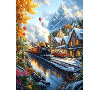 Steam Train in Mountain Valley 300 Piece Jigsaw Puzzle for Adults Jigsaw After School Activity for Teens Stress Buster Whimsical Gift Idea Stylish Home Decor 300 PCS