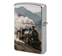 Steam Train in Mountains Lighter Case Metal Double-Sided Lighter Cover Pocket Lighters Sleeve Windproof Lighters Accessories for Men Women