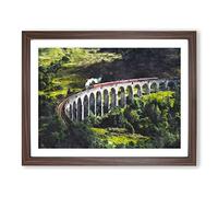 Steam Train In Scotland Abstract Modern Framed Print | A2 Walnut Framed Wall Art | Ready to Hang | Abstract Vehicle Picture | Living Room Bedroom Lounge Office