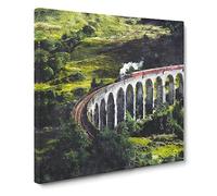 Steam Train in Scotland Abstract Painting Canvas Print | Gallery Wrapped 30mm Frame Wall Art | 14x14 inches | Ready to Hang | Abstract Vehicles Picture | Living Room Bedroom Lounge Office