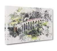 Steam Train in Scotland Abstract Watercolour Canvas Print | Gallery Wrapped 30mm Frame Wall Art | 30x20 inches | Ready to Hang | Abstract Vehicles Picture | Living Room Bedroom Lounge Office