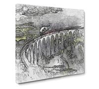Steam Train in Scotland Canvas Print | Gallery Wrapped 30mm Frame Wall Art | 14x14 inches | Ready to Hang | Abstract Vehicles Picture | Living Room Bedroom Lounge Office