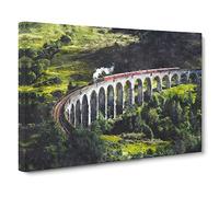Steam Train In Scotland Canvas Print | Gallery Wrapped 30mm Frame Wall Art | 24x16 inches | Ready to Hang | Abstract Vehicles Picture | Living Room Bedroom Lounge Office