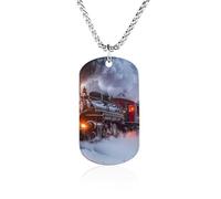 Steam Train in Snowy Day Memorial Necklaces Titanium Steel Pendant Necklace Fashion Jewelry Gift for Birthday & More