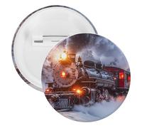 Steam Train in Snowy Day Novelty Buttons & Pins Lightweight Tinplate Lapel Badges Brooches Jewelry Gifts