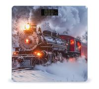 Steam Train in Snowy Day Scale for Body Weight Digital Bathroom Scales with Tempered Glass LCD Display Auto on Off