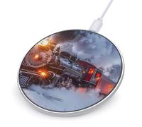Steam Train in Snowy Day Wireless Charger 10W Fast Cell Phone Charging Compact Plastic Charging Pad
