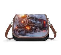 Steam Train in Snowy Day Women's Hobos & Shoulder Bags Cute Crossbody Purses Leather Handbag Portable Messenger Bag
