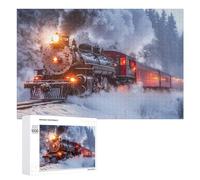 Steam Train in Snowy Day Wooden Jigsaw Puzzles for Adults Brain-Teasing Game Idea Puzzle Gift 1000 PCS