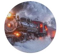 Steam Train in Snowy Day Wooden Jigsaw Puzzles for Adults Brain-Teasing Game Idea Puzzle Gift for Unisex