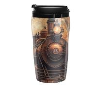 Steam Train in The Autumn Forests Coffee Cup Travel Mug with Leakproof Lid Double Wall Tumbler Water Bottle 250ml