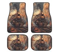 Steam Train in The Autumn Forests Fashion Car Floor Mats Set of 4 Waterproof Non-Slip Carpet Accessories