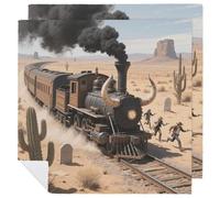 Steam Train in The Desert Cloth Napkin 2 PCS Table Dinner Napkins Washable & Reusable Cloth Napkins Washable Tablecloth for Party, Wedding, Lunch, Dinners, Banquet, Christmas