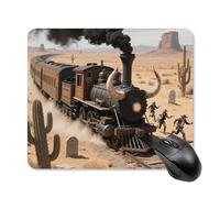 Steam Train in The Desert Mouse Pad Square Mice Mat Waterproof Computer Mousepad with Non-Slip Rubber Base Wireless Mice Pad for Laptop Office Home Personalized Gaming Mousepad 25 * 30cm