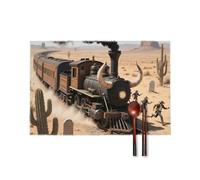 Steam Train in The Desert Placemats Set of 4-17.7x11.8 Inch Washable Non-Slip Table Mats, Durable Wipeable Kitchen & Dining Mats for Party Decor, Home Table Setting, Oil/Scratch Protection