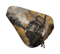 Steam Train in The Valley Bike Seat Cushion Waterproof Bicycle Seat Cover with Drawstring Comfort Dustproof Rain Proof Protection Bike Seat for Outdoor Most Bicycles Mountain Road Bikes