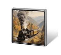 Steam Train in The Valley Brooch Pins Aluminum Alloy Lapel Pins for Men Women Badge Button Decorative Jewelry Charms for Hats Bags Backpacks Suits Shirts Scarves Clothing Accessories Gift
