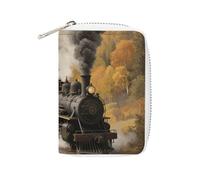 Steam Train in The Valley Credit Card Holder Wallet PU Leather Card Case Cards Protector Front Pocket Wallets