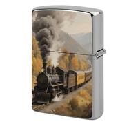 Steam Train in The Valley Lighter Case Metal Double-Sided Lighter Cover Pocket Lighters Sleeve Windproof Lighters Accessories for Men Women
