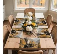 Steam Train in The Valley Placemats Set 30x45cm*6 Heat Resistant Washable Placemat Waterproof Table Placemats Non-Slip Wipeable Tables Mat Kitchen Place Mats for Dining Party Home Decor