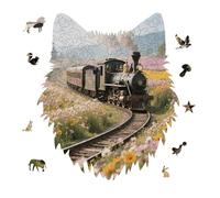 Steam Train Jigsaw Puzzle 175PCS Wolf Head Design Puzzle Wooden Jigsaw Puzzles for Adults Families