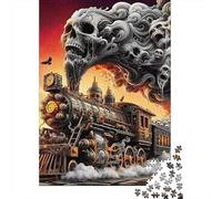 Steam Train Jigsaw Puzzle for Adults 1000 Piece Jigsaw Puzzle Skull Smoke Puzzle Game for Family Relaxing Decor 70x50cm/1000pcs